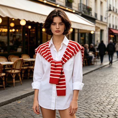 Image of WaJuemy Sweater Shawl Wraps for Women Sweater Knitted Knotted Shawls Travel Casual Scarf Cape Shoulder Tops Fashion Wrap