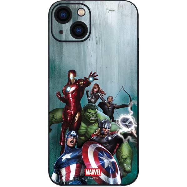 Skinit Decal Phone Skin Compatible with iPhone 15 Plus - Officially Licensed Marvel Avengers Assemble Design