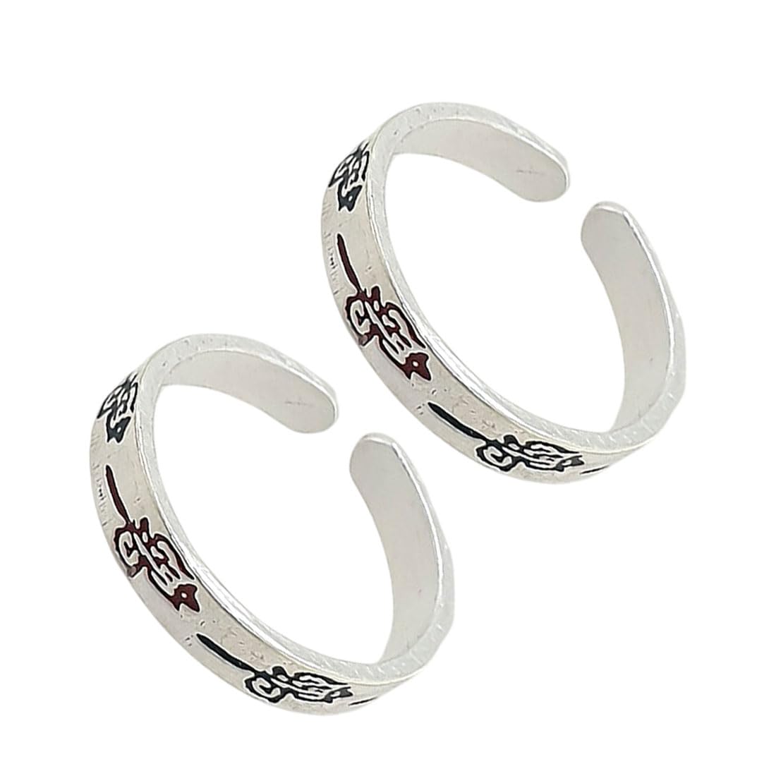 sahiba gems 925 Sterling Silver Engraved Flower Work Leg Fingers Toe Rings/Chandi Bichiya ~ Pack in 2 Pieces-picture-31