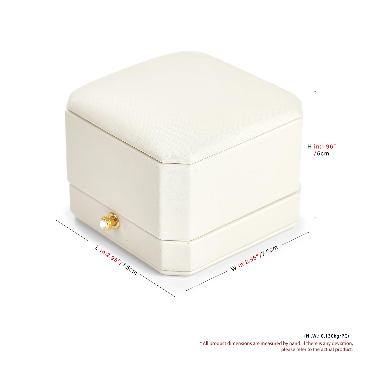 Oirlv Cuero PU Blanco Caja Anillo Compromiso,Caja Anillo para 2 Anillos,Ring Box,para Boda,Compromiso,Propuesta,Aniversario