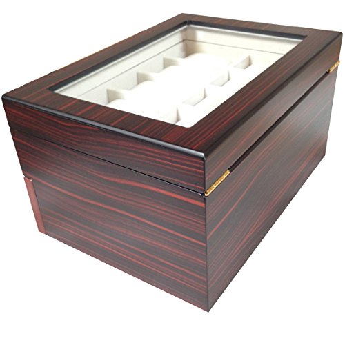 4Less Co 20 Piece Wood Men's Watch Box Display Case Jewelry Storage Glass Top 1672E #TOP1