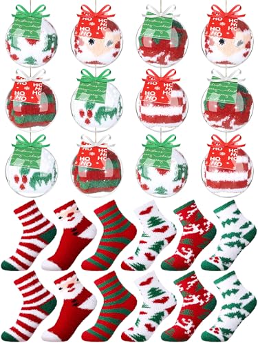 Cutecrop 12 Pairs Christmas Fuzzy Socks Ornaments Gift for Women Stocking Stuffers...