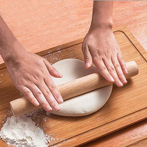 LEMCASE Wooden Rolling Pin - Roller Made of Beechwood Without Handle, Perfect Baking Accessories for Cookie, Pizza, Pie, Cake, Pasta Dough(2 Piece Set)