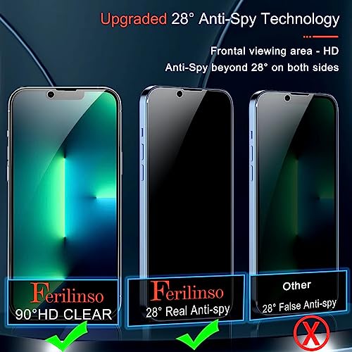 Image of Ferilinso Privacy Screen Protector for iPhone 13 Pro, Tempered Glass