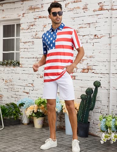 Mens Polo Shirts Short Sleeve Print Golf Shirts Gifts for Men4