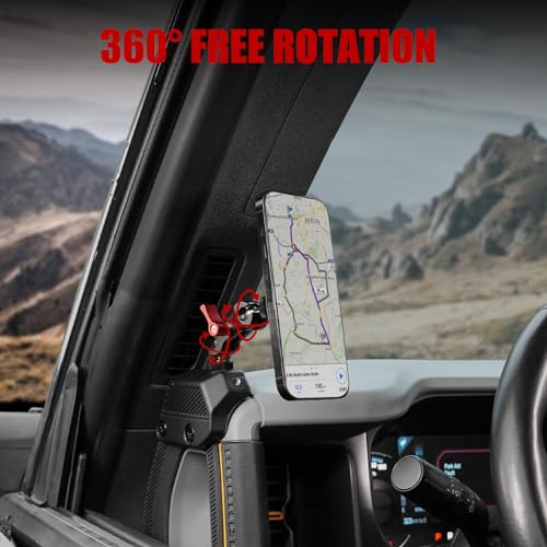 Mabett Magnetic Phone Holder for Ford Bronco 2021 2022 2023 2024 2025, Adjustable Angles 360°Phone Mount for Bronco Accessories
