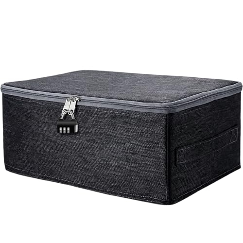 YcsRnn 2PCS SET lockable storage box, box with lock, storage box with lock, Fabric Storage Boxes with Handles, Clothes Storage Boxes With Lid For Bedding, Clothes, Toys, Medicines (30 X 20 X 14 cm)