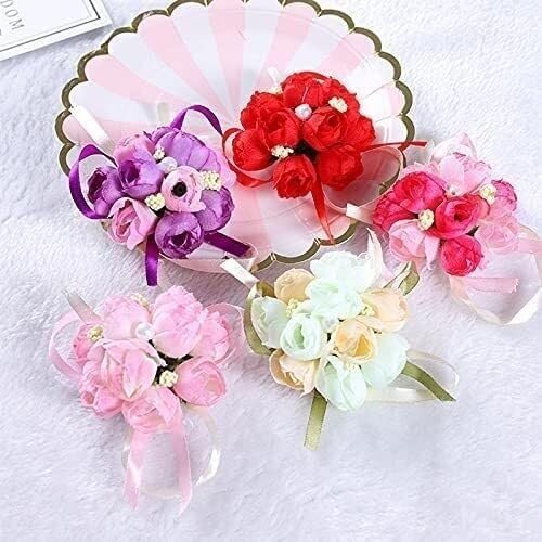 Fleurs de poignet de mariage bracelet floral corsage de demoiselle d'honneur artificiel