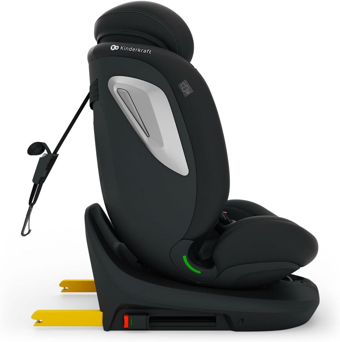 Kinderkraft I-GROW 2 PLUS car seat side view showing Isofix connectors and Top Tether strap