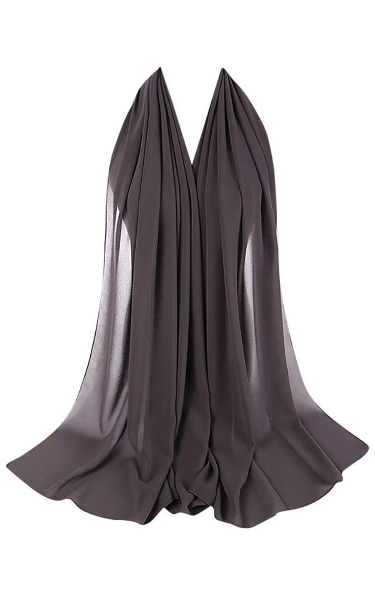180X80 Chiffon Maxi Plain Scarf Hijab Sarong Shawl Large Wrap (Dark Grey)
