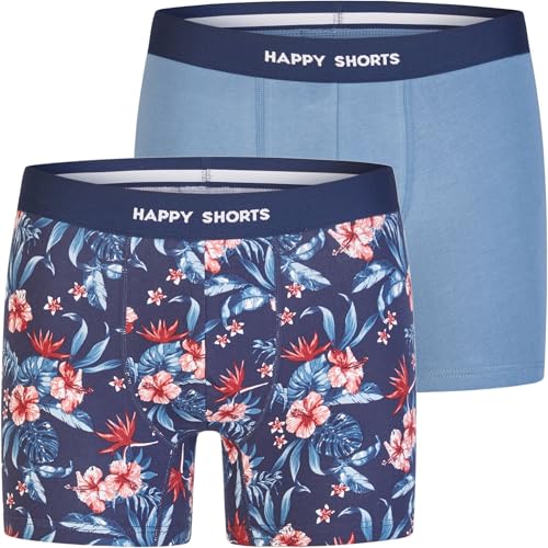 Happy Shorts 2 Jersey Trunk Herren Boxershorts Pant Hawaii - Blau, Farbe:Hawaii - Blau, Grösse:L