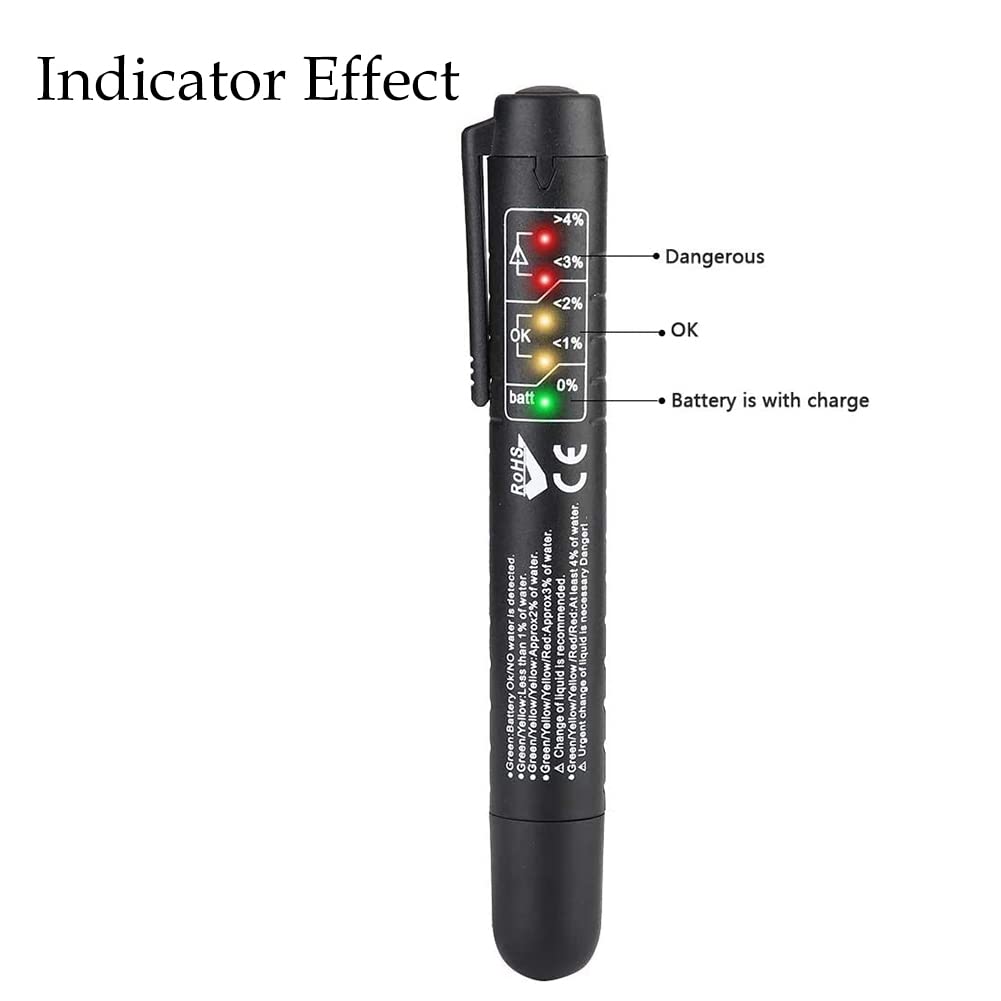 Test Fluido Freni,Brake Fluid Tester,Tester Liquido,Tester Liquido Freni,Fluido Freno Test,Tester Olio Freni,Penna Tester Liquido Freni,5 LED Indicatore,Strumento Test per Auto per DOT3,DOT4,DOT5