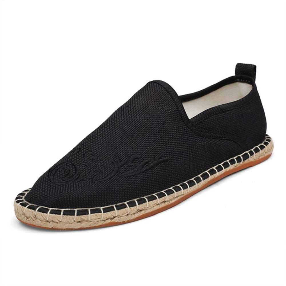 Men Linen Fisherman Shoes Men Flats Canvas Fashion Embroidery