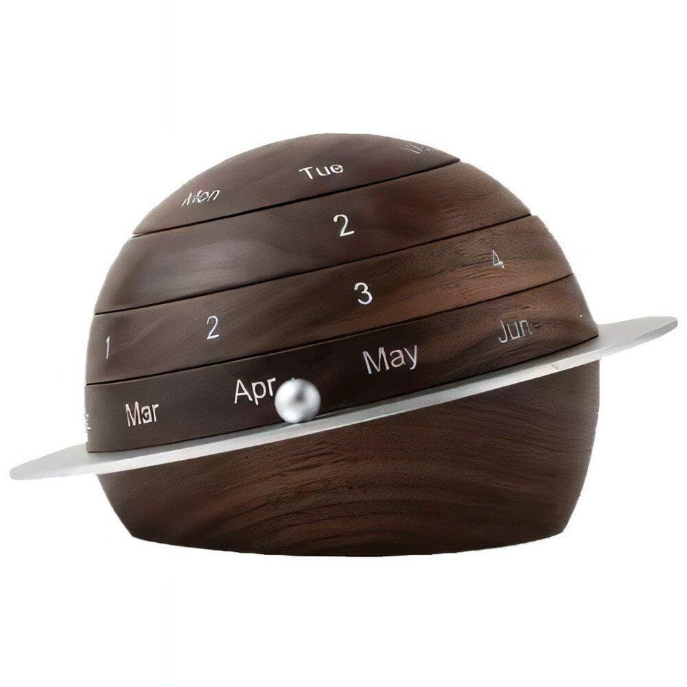 Calendario Perpetuo De Escritorio De Madera, Calendario De Escritorio Giratorio En Forma De Planeta, Bloques De Calendario De Madera Vintage, Calendario Decorativo De Mesa Para Decoración De Oficina