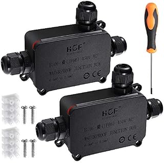 Chefic Junction Box 2 Pack, IP66 Waterproof 3-Way Extension Cable Connectors ABS+PVC, PG9 Outdoor Weatherproof Electrical Wire Connectors with a Screwdriver for Ø4mm-8mm Cable