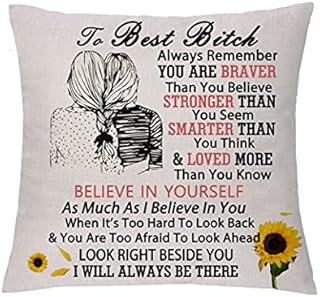 aligarian Best Friend Throw Cushion Cover Sunflower Pillow Case True Friendship Appreciate Birthday Gift Linen Pillowcase Graduation Farewell Present Hug Pillowcase Christmas Home Couch Decor (Style4)