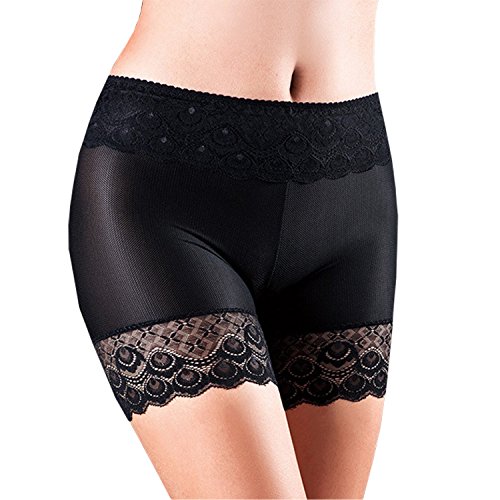 Misscat Women Lace Short Safety Pants Leggings Stretch Soft Boxer Briefs Black