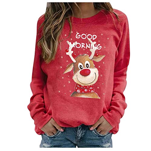 AODONG Womens Sweatshirts and Hoodies Gibobby Womens Christmas Wine Glass Long Sleeve Shirts Santa Hat Crewneck Sweatshirt Solid Tunic Pullover