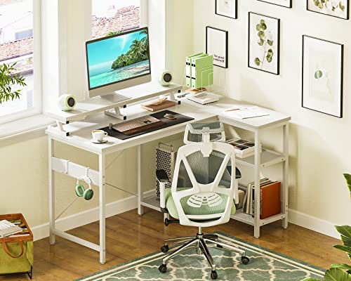 ODK l字デスク パソコンデスク L字型 ゲーミングデスク デスク 机 幅120cm pcデスク コンセント付き desk ラック付き 収納 オフィスデスク 省スペース 在宅勤務 組立簡単 書斎 ホワイト