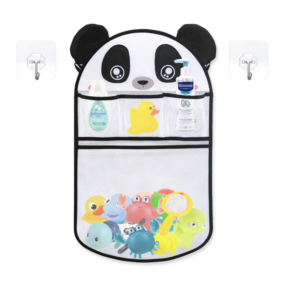 Filet Rangement Jouets De Bain Lifewit - 2 Compartiments Avec Crochets Adhésifs - Blanc