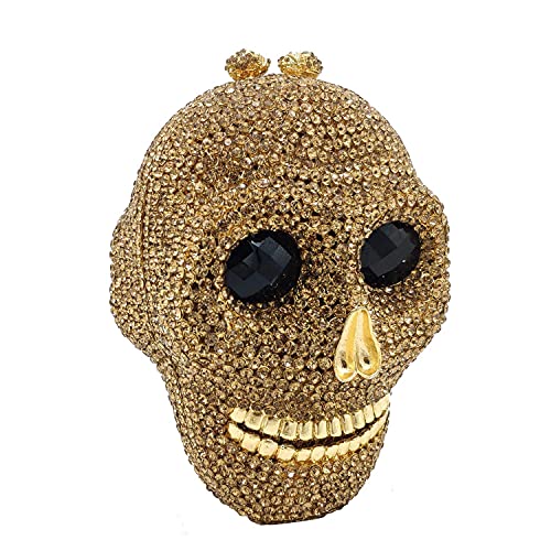 Image of Boutique De FGG Skull Crystal Clutch Purse for Women Formal Rhinestone Clutch Evening Bag Halloween Minaudiere Handbag,Mini