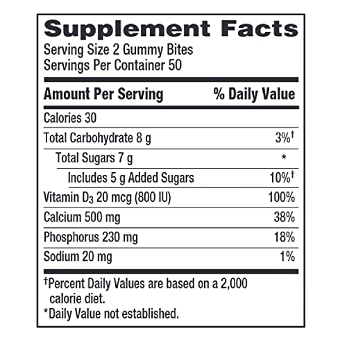 Caltrate Gummy Bites 500 Mg Calcium And Vitamin D Supplement, Black Cherry, Strawberry, Orange - 100 Count #TOP7