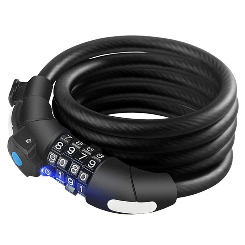 Candado de bicicleta Combinación de código de 4 dígitos Seguridad de bicicleta Candado de bicicleta de ciclismo antirrobo con soporte de candado Luz LED, para ciclos Bicicletas Motocicletas Scooters P