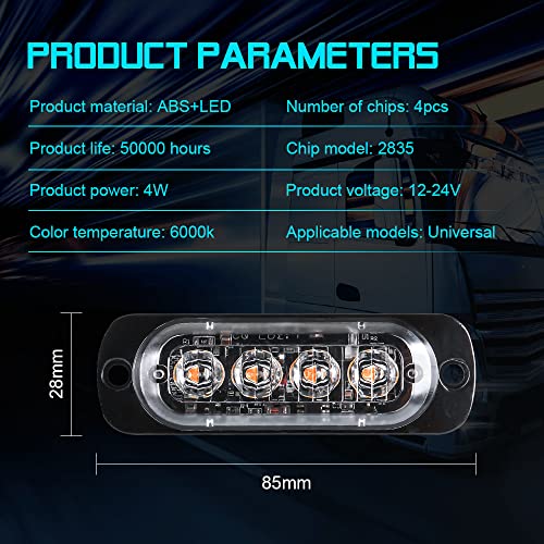 Sidaqi 10Pcs Amber 4-Led Trailer Clearance Lights Surface Mount Side Marker Lights Waterproof Led Trailer Marker Lights For Truck Boat Rv Tractor Motorcycle Van Front Rear 12-24V… #TOP1