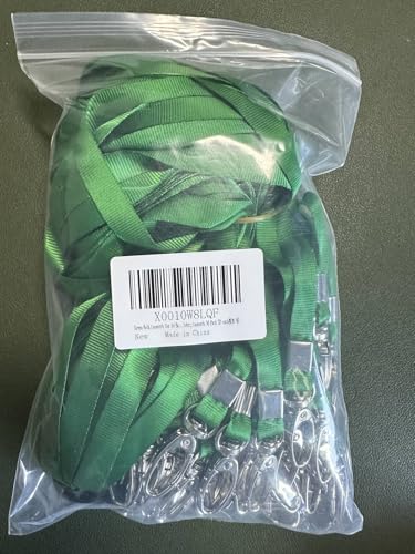 Green Bulk Lanyards for Id Badges,Nylon Neck Flat Lanyard Swivel Hooks clips,Durably Woven lanyards with clip for Key Chains Men Women Office ID Name Tags and Badge Holders,lanyards 50 Pack 32-inch - Image 2