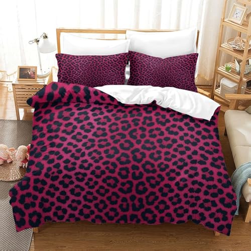 Housse de couette microfibre imprimé 3D léopard 135x200 hypoallergénique single - 3