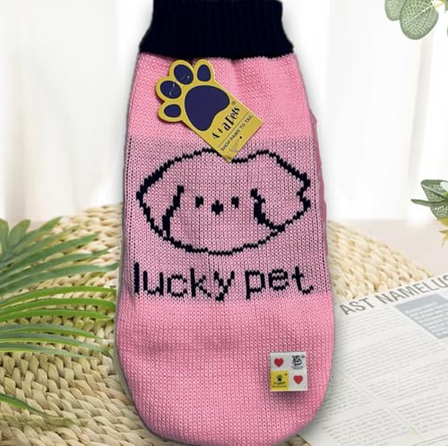 Image of A+a Pets' Cozy Knitted Flannel Sweater - Soft, Warm, Cold Weather Clothes for Dogs and Cats (Pink, S)