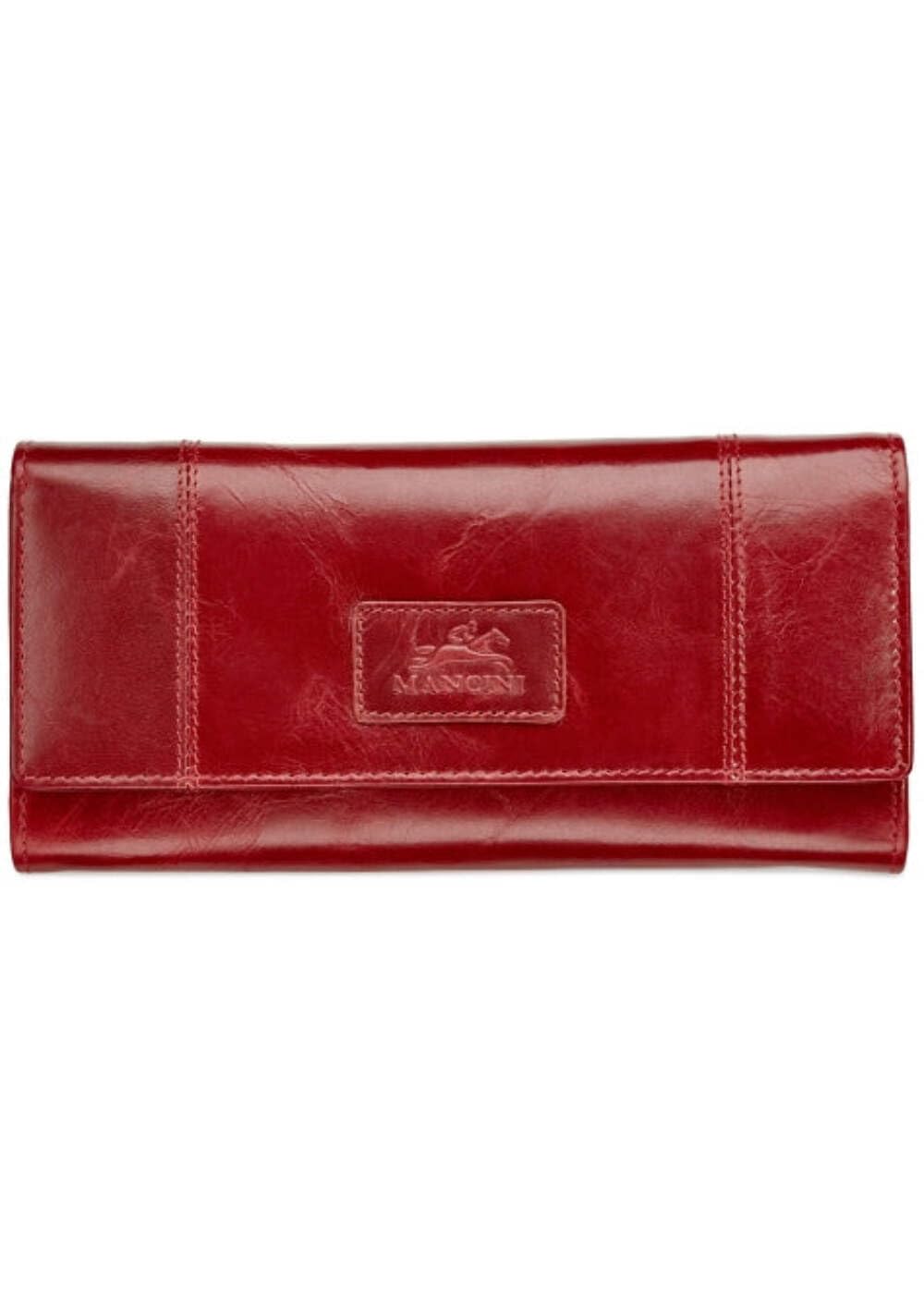 Casablanca Full Grain Leather RFID Secure Trifold Wallet, Red