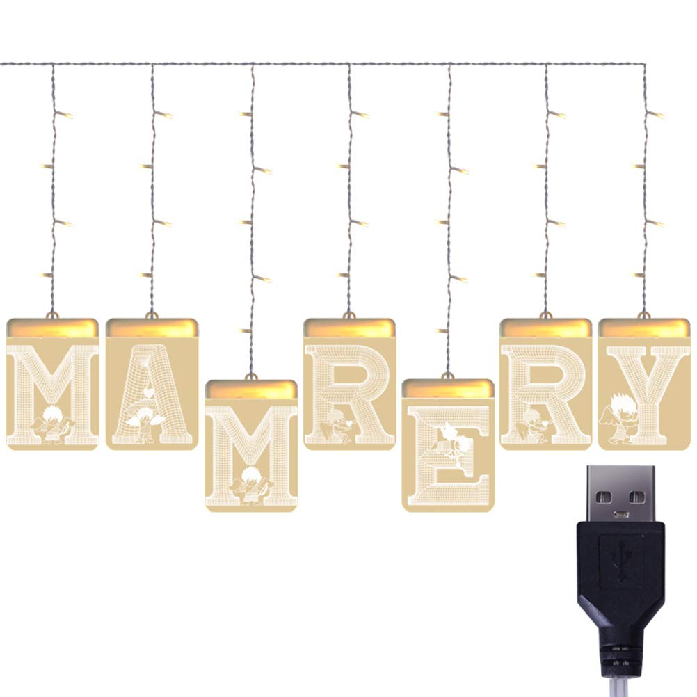 Indoor Night Light, LED MARRY ME Letter String Lights USB Flameless Lamps Romantic Warm White Light Party Decor Proposal Wedding String Light (Beige)