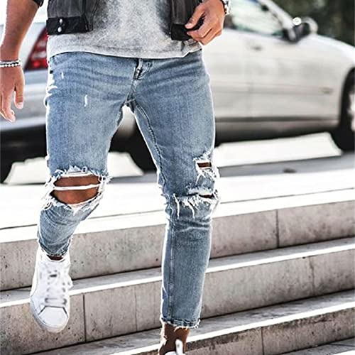 Maiyifu-GJ Ripped Skinny Jeans for Men Distressed Destroyed Denim Pencil Pants Slim Fit Stretch Jean with Broken Holes4