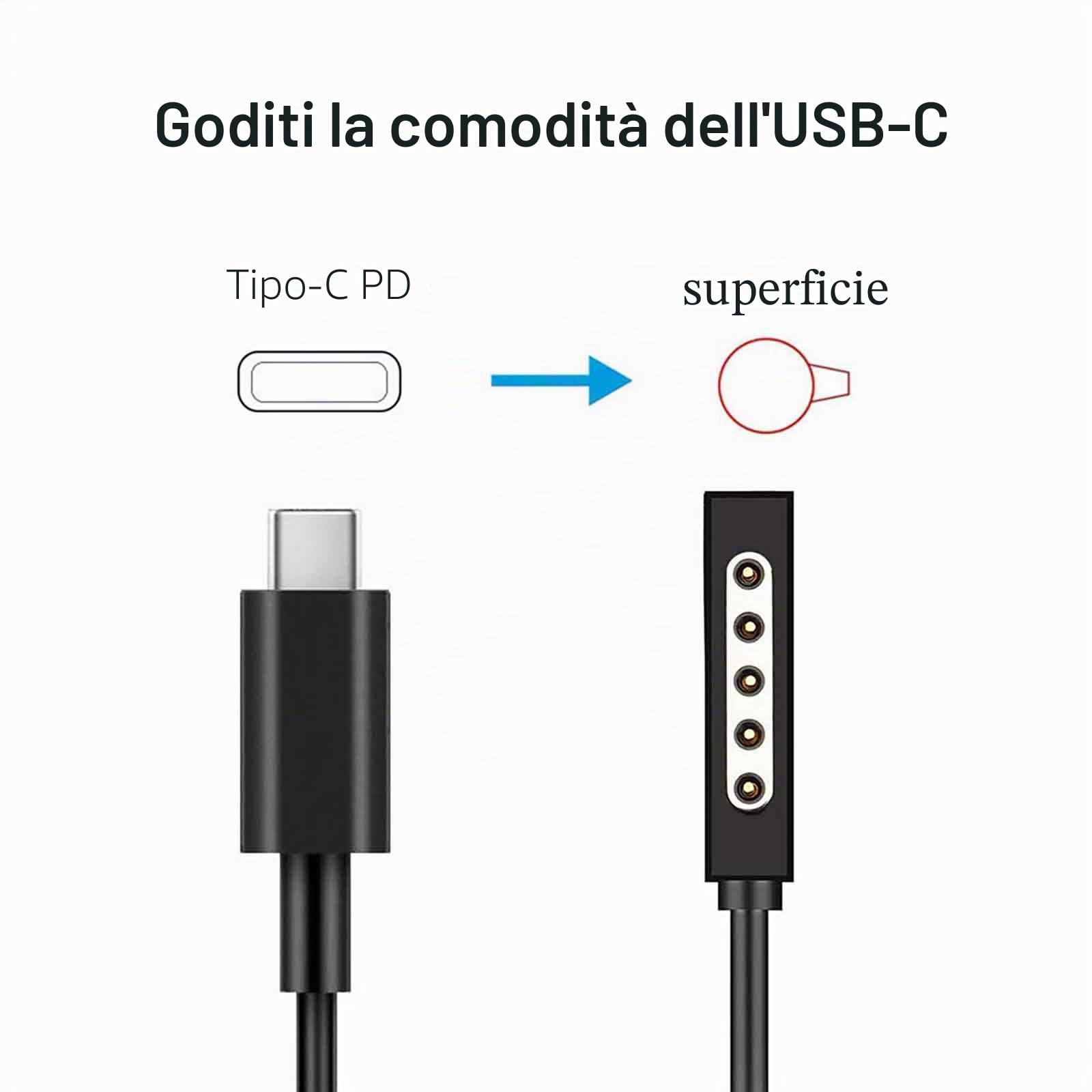 Cavo di ricarica da USB-C™ a Surface® Connect 1,8m Nero - Cavi USB 2.0 - Cavi Computer - Cavi Cavo di ricarica da USB-C™ a Surface® Connect 1,8m Nero - Cavi USB 2.0 - Cavi Computer - Cavi