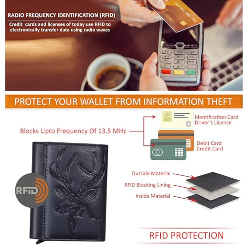 Image of Men Casual, Formal Blue, Gold Genuine Leather Wallet (8 Card Slots)