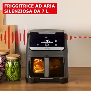 Moulinex Easy Fry Silence 7L, Friggitrice ad Aria Silenziosa e Compatta, Fino a 8 Persone, Frontale del cestello rimovibile, Finestra di Visualizzazione, EZ846HF0