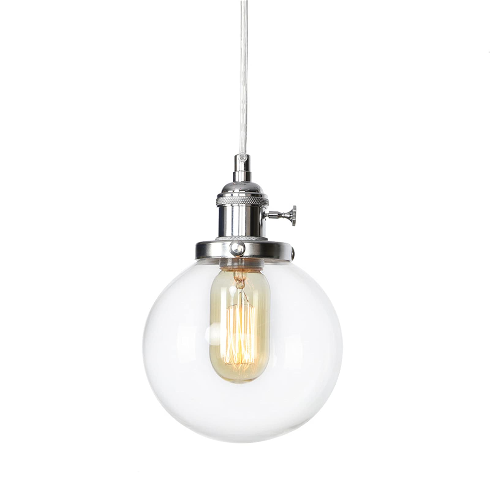 Lampes suspendues avec interrupteur en verre et métal chromé - 8