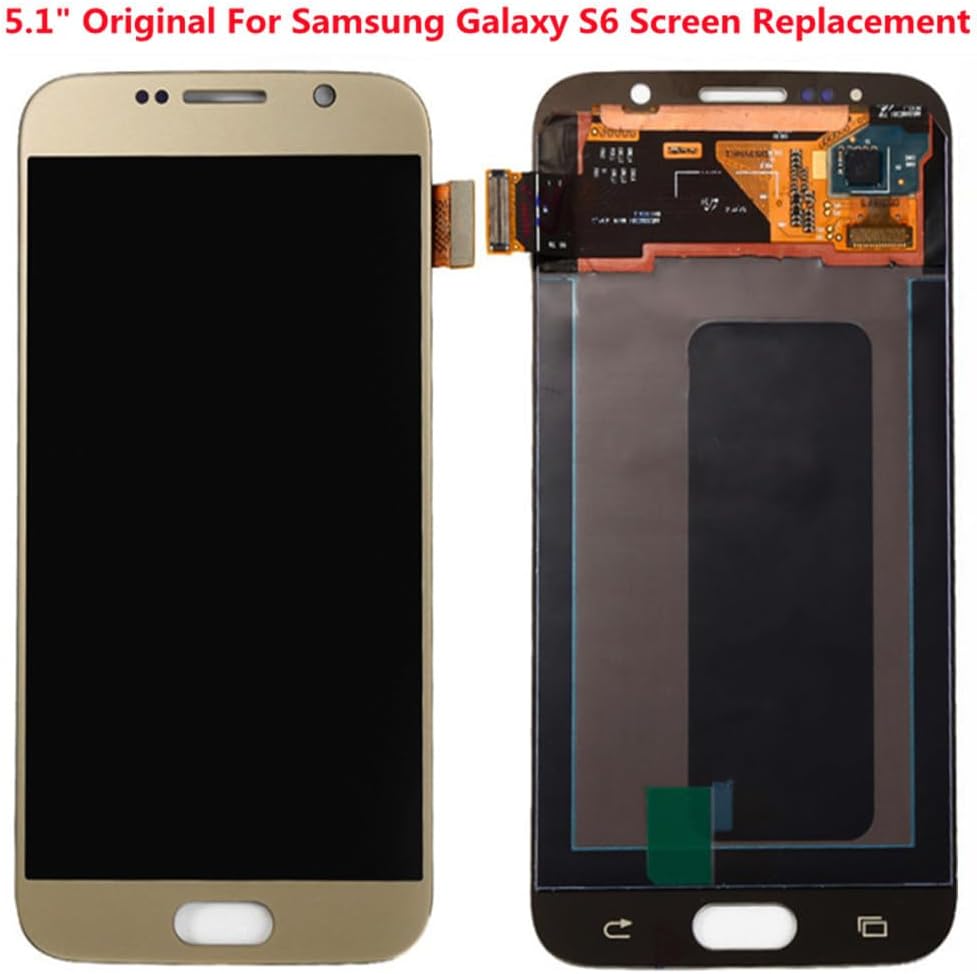 5.1"" AMOLED Original for Samsung Galaxy S6 Display Touch Screen Digitizer Assembly S6 G920A G920P G920V G920i G920FD LCD Screen Replacement (Gold)