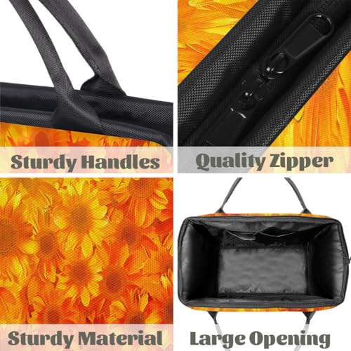 Flower Sunflower Orange Sun Small Overnight Weekender Tote Bag for Women Men Foldable Travel Duffel Bags Lightweight Sports Gym Bag Waterproof Carry On Luggage Weekender Bag for Traveling Gifts4