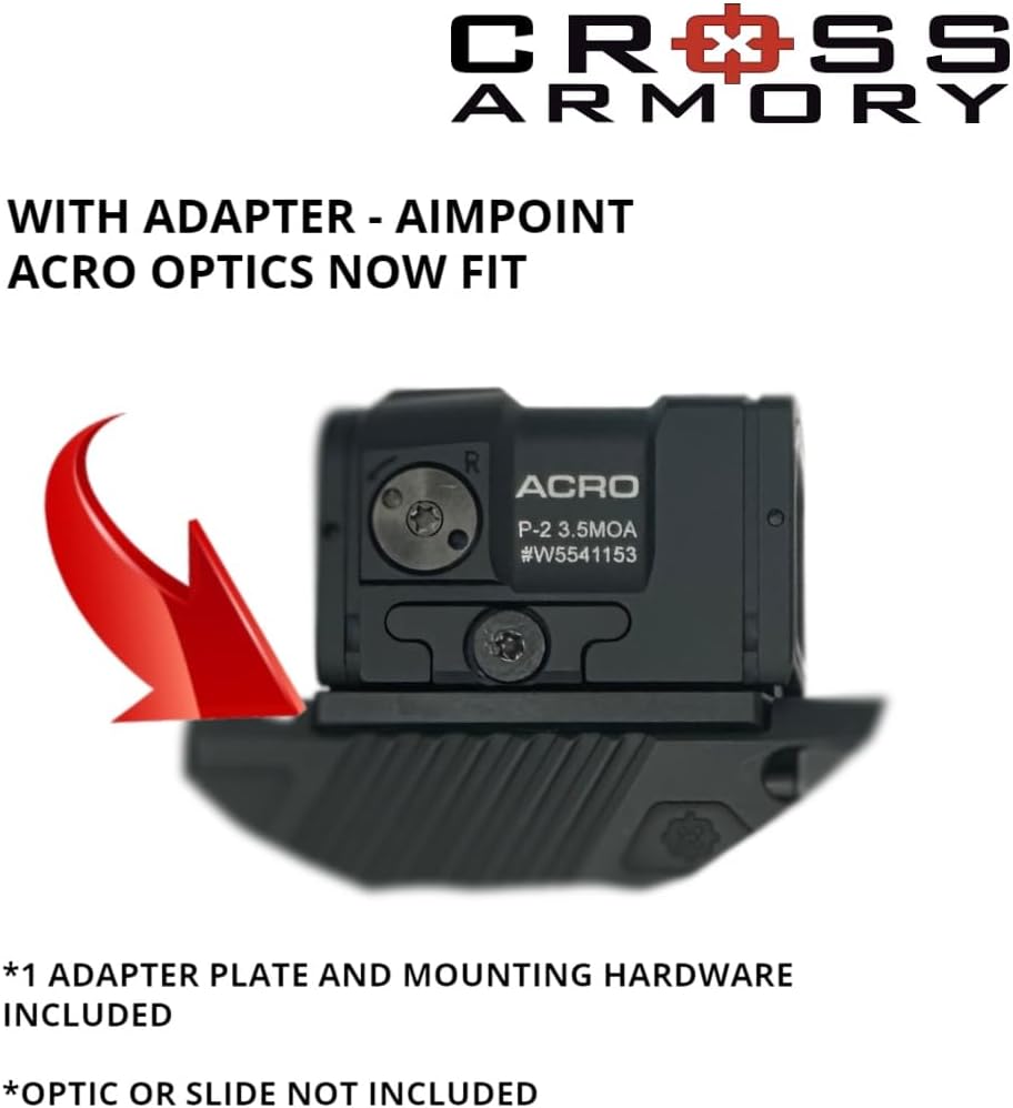 Cross Armory RMR to ACRO Adapter Converter Plate for Converting Any Slide/Optic Mount from RMR to ACRO Optic Mount/Slide Cut Footprint to fit a ACRO Optics