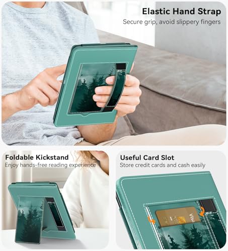 Image of MoKo Magnetic Case for 7 /6.8 inch Kindle Paperwhite 12th /11th Gen, Green Forest