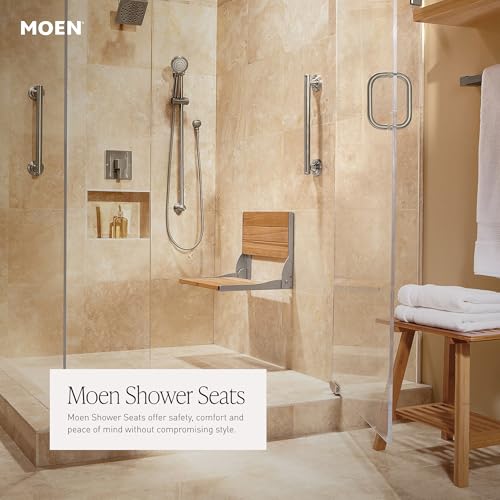 Moen Home Care Bathroom Safety Shower Chair for Elderly and Disabled, Stainless & Aluminum Foldable Teak Shower Bench, Handicap Accessories for Daily LIving, DN7110 by Moen - Image 7