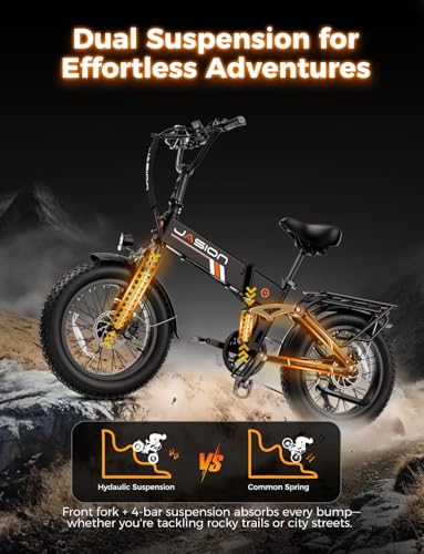 Image of Jasion X Hunter /PRO Electric Bike for Adults,1800W /1400W Peak 20''Fat Tire Foldable Ebike,Folding E Bike Up to 80 /70 Miles Range,720 /624WH Removable Battery,30 MPH E Bike,Certified by UL2849