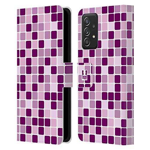 Housse en cuir raffinée Rose Tuiles de Mosaïque compatible avec Galaxy A52 5G