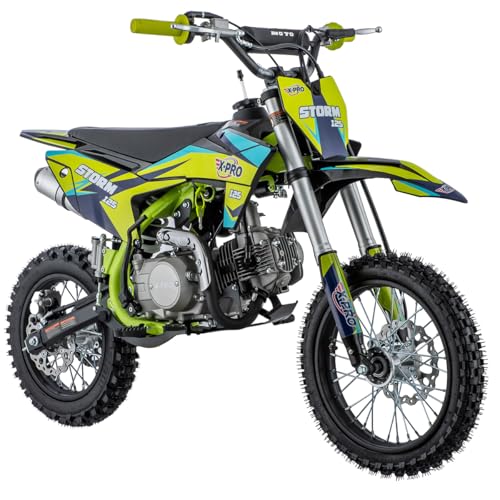 X-PRO Storm 125cc Zongshen Engine Kids Dirt Bike Pit Bike Youth Dirt Pit Bike with 4-Speed Manual Transmission Big 14/12 Tires! (Green)