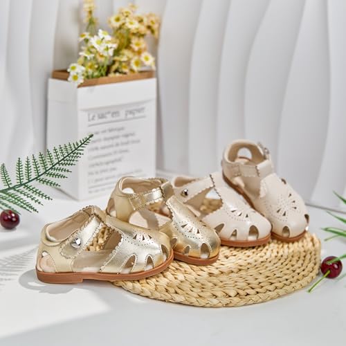 Image of ESTINE Toddler Girls Little Kids Close Toe Sandals - Flower Girl Dress Flats Summer Shoes