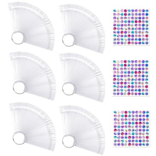 AiQInu 300 Piezas Muestrario Uñas, Practicas Arte de Uñas, Muestrario de Uñas para Pintar con 3 Pegatinas Digitales 1-100, Para Nail Art Design