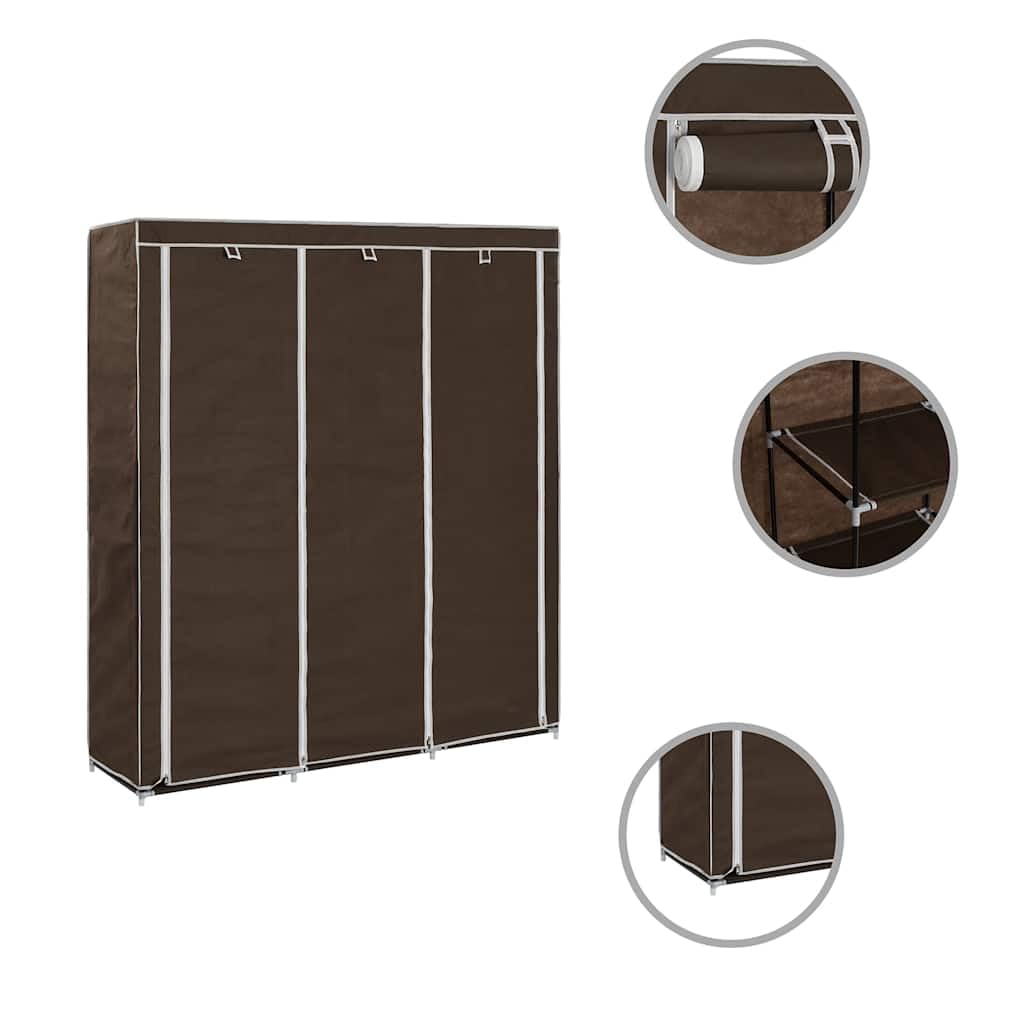 vidaXL Armadio con Scomparti e Aste Marrone 150x45x175 cm in Tessuto Guardaroba Utile Pratico Comodo Funzionale Soluzione Salvaspazio Robusto Solido