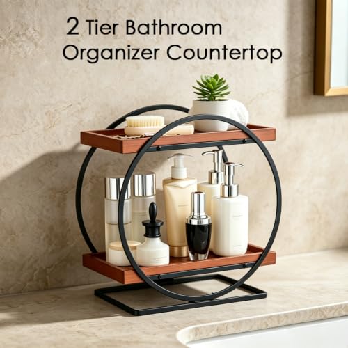 YIWANFW 2-Tier Bathroom Counter Organizer, Wooden Perfume Organizer Dresser - image 6